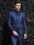 Синий мужской костюм-тройка (с жилетом) + рубашка с галстуком