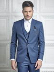 Синий мужской костюм-тройка (с жилетом) + белая рубашка