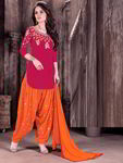 Малиновый камис (камиз) + оранжнвые сальвары (шальвары) + дупатта