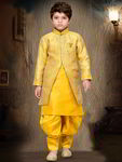 Жёлтый национальный индийский костюм-тройка для мальчика от 2 до 14 лет