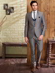 Серый мужской костюм-тройка (с жилетом) + белая рубашка с галстуком