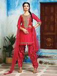 Малиновый камис (камиз) + индийске брюки фасона патиала + дупатта