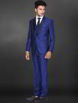 Синий мужской костюм-тройка (с жилетом) + белая рубашка с галстуком