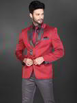 Красно-серый мужской костюм-двойка + рубашка с галстуком