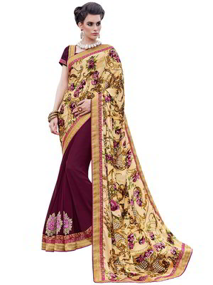 Индийское сари из атласа, креп-жоржета и из шёлка