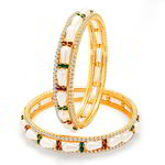 Позолоченные индийские браслеты с бусинками и стразами