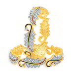 Позолоченные индийские браслеты с белыми стразами, трёхцветная эмаль