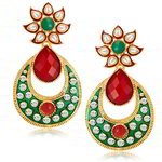 Позолоченные индийские серьги, стразы, бусинки