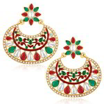 Позолоченные индийские серьги, стразы, бусинки