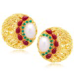 Позолоченные индийские серьги, разноцветные стразы