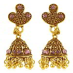 Медные индийские серьги-колокольчики, покрытые позолотой, с фиолетовыми стразами