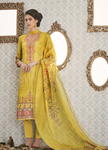 Жёлтое индийское платье / костюм, с рукавами три четверти, украшенное вышивкой с люрексом и стразами