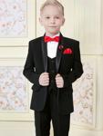 Чёрный костюм-тройка (с жилетом) + белая рубашка с бабочкой для мальчика от 2 до 15 лет