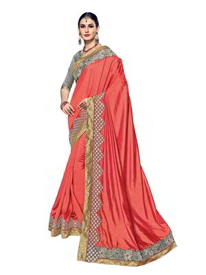 Оранжевое шёлковое индийское сари