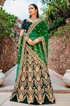 Зелёный национальный индийский женский свадебный костюм лехенга (ленга) чоли из бархата