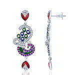 Индийские серьги «Павлин», цветная эмаль, разноцветные стразы