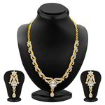 Позолоченное индийское колье с белыми стразами + серьги