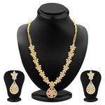 Позолоченное индийское колье с прозрачными стразами + серьги