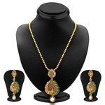 Позолоченный индийский кулон на цепочке + серьги