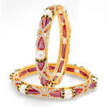 Позолоченные индийские браслеты с разноцветными стразами