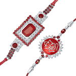 Ракха — индийские мужские браслеты, покрытые родием, цветная эмаль, стразы (2 шт.)