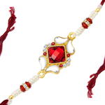 Ракха — позолоченный индийский мужской браслет, бусинки, стразы