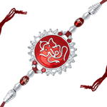 Ракха — родированный индийский мужской браслет, цветная эмаль, бусинки, стразы