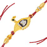 Ракха — позолоченный индийский мужской браслет, цветная эмаль и стразы