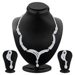 Индийское колье, покрытое родием + серьги