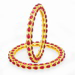 Позолоченные индийские браслеты с красными стразами