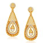 Позолоченные индийские серьги с бусинками и стразами