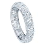 Када — серебристый индийский широкий браслет с прозрачными стразами