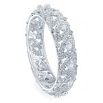 Када — серебристый индийский широкий браслет с прозрачными стразами