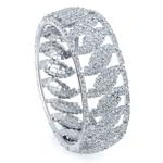 Када — серебристый индийский широкий браслет с прозрачными стразами