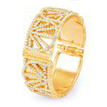 Када — позолоченный индийский широкий разъёмный браслет с прозрачными стразами