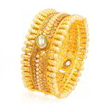 Када — позолоченный индийский широкий разъёмный браслет, стразы и бусинки