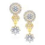 Позолоченные индийские серьги с прозрачными стразами