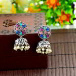 Серебристые индийские серьги-колокольчики