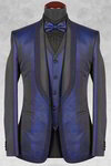 Синий с чёрным мужской костюм-тройка (с жилетом) + рубашка с бабочкой