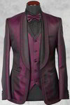 Фиолетовый с чёрным мужской костюм-тройка (с жилетом) + рубашка с бабочкой