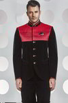 Чёрный с красным мужской френч (воротник — стойка) + брюки