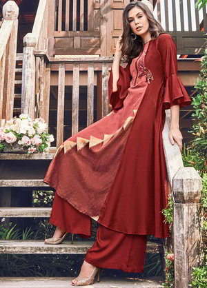 Красное платье / костюм из жаккардовой ткани