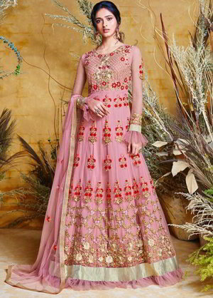 Розовое длинное платье / анаркали / костюм из фатина