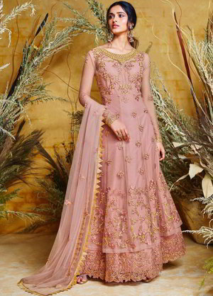 Розовое длинное платье / анаркали / костюм из фатина