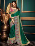 Зелёное нарядное индийское сари