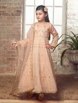 Персиковое длинное платье в пол для девочки от 2 до 12 лет, с длинными рукавами, украшенное вышивкой с люрексом и пайетками