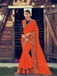 *Оранжевое шифоновое лёгкое индийское сари