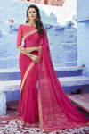 *Розовое и цвета фуксии шифоновое красивое лёгкое индийское сари