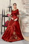 *Красное нарядное платье / костюм из шёлка и фатина, украшенное вышивкой