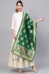 Зелёная шёлковая дупатта